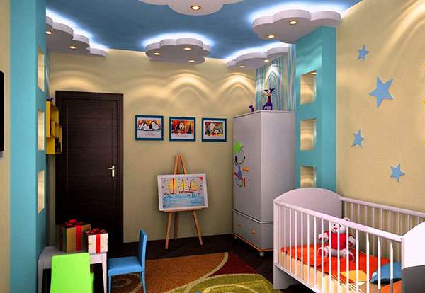 потолки из гипсокартона в детской комнате