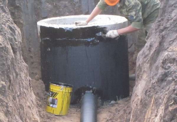 гидроизоляция канализационного колодца из бетонных колец
