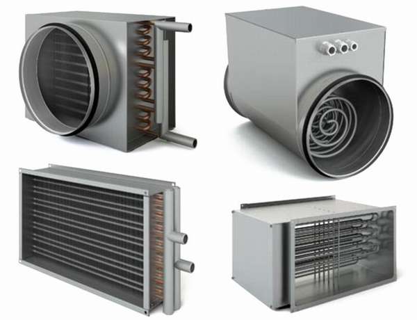 Различные водяные и электрические нагреватели для систем вентиляции